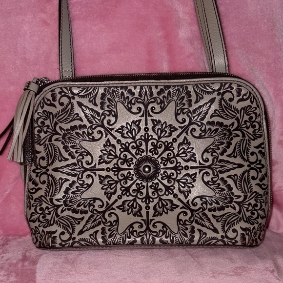 BRIGHTON FERRARA VELLA NOVA DOMED STUDDED BEECHWOOD CROSSBODY ORGANIZER BAG - Picture 3 of 16